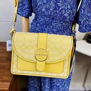 Coach C8307 Lonnie Crossbody In Signature Jacquard In Gold/Retro Yellow